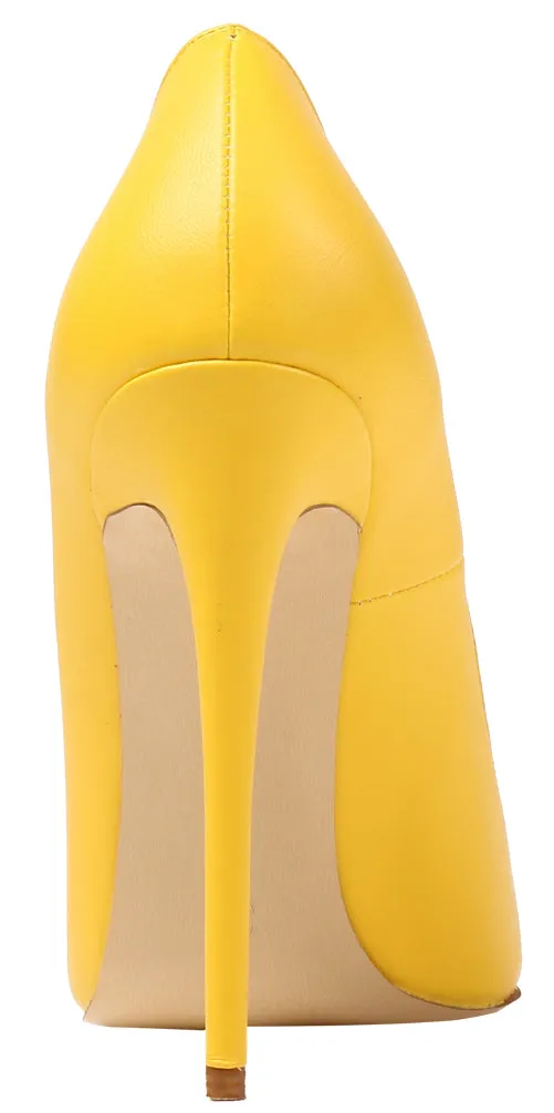 12cm Yellow Stilettos Dress Party Pumps Sexy High Heels