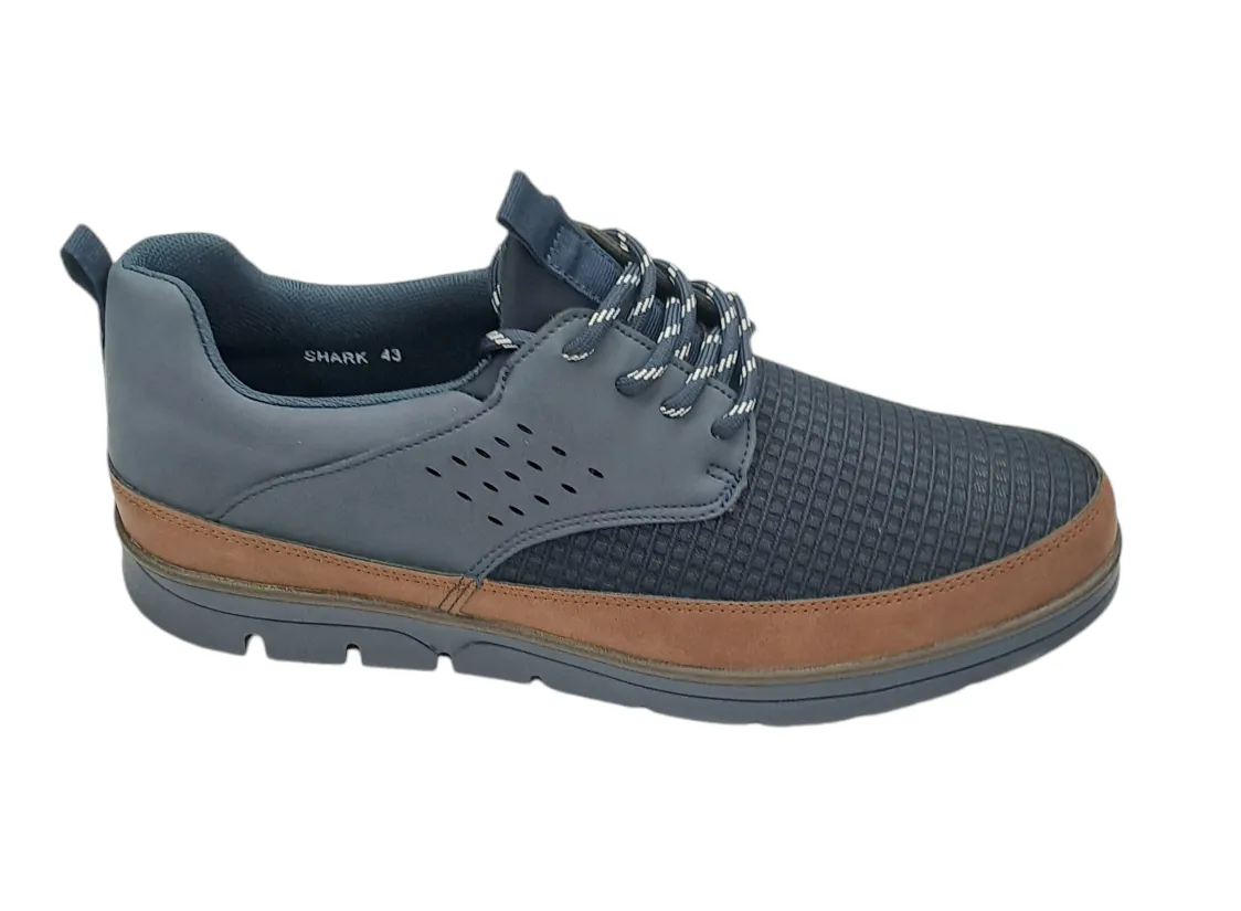 6th Sense Shark Casual Laced Shoe - Navy