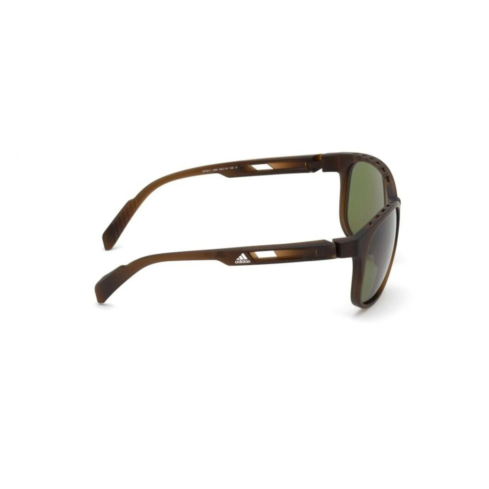 Adidas Unisex Sunglasses - Matte Dark Brown Frame Green Lens | ADIDAS SP0011 49N