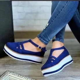 Ankle Strap One Stripe Print Sole Breathable Platform Sneakers Shoes