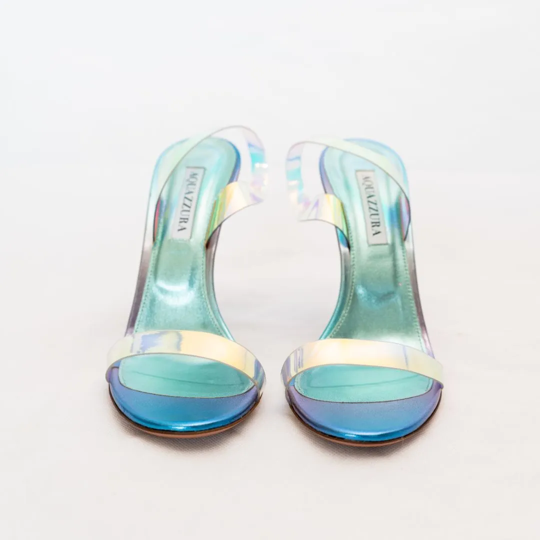 Aquazzura Blue Metallic Strappy Sandal Heels  39