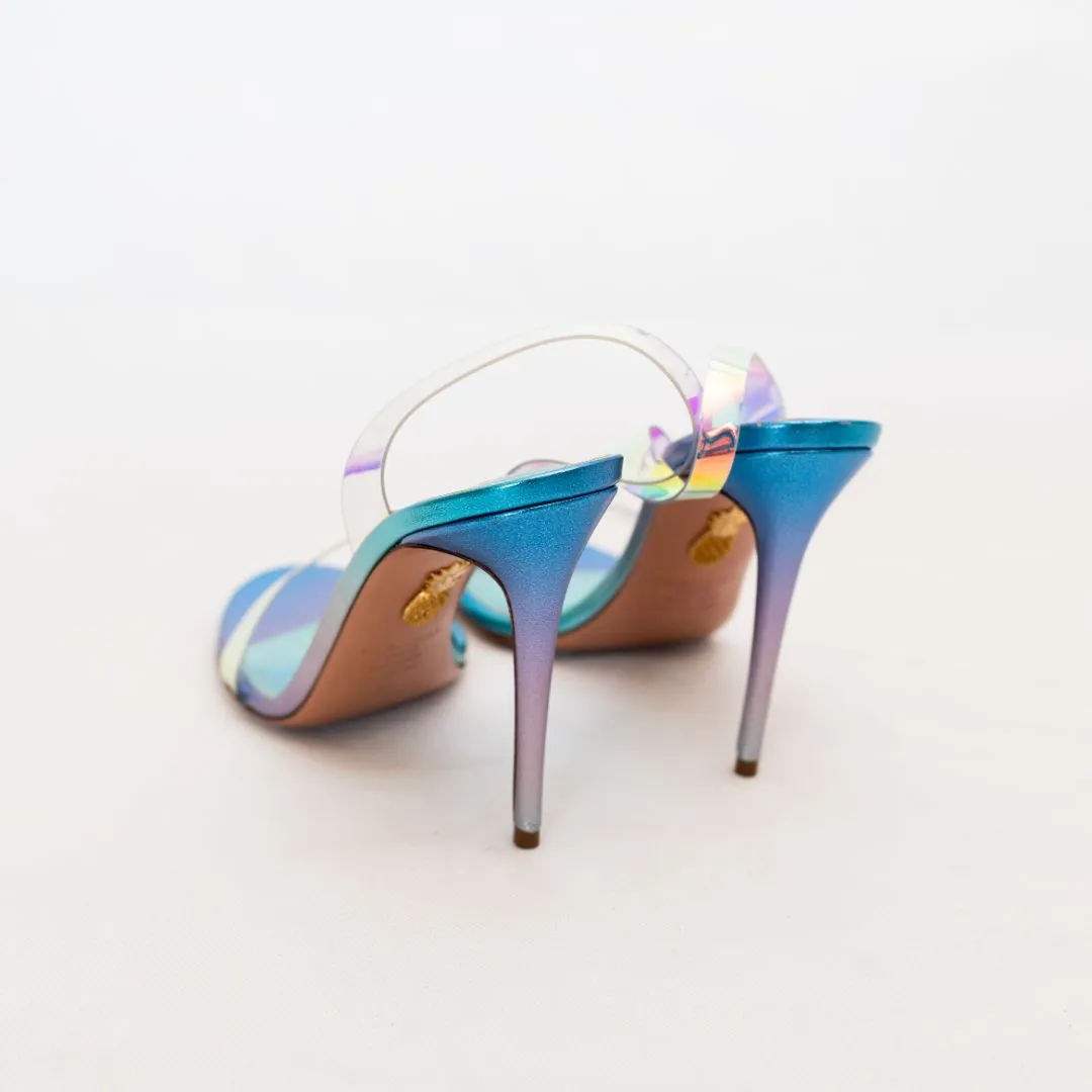 Aquazzura Blue Metallic Strappy Sandal Heels  39