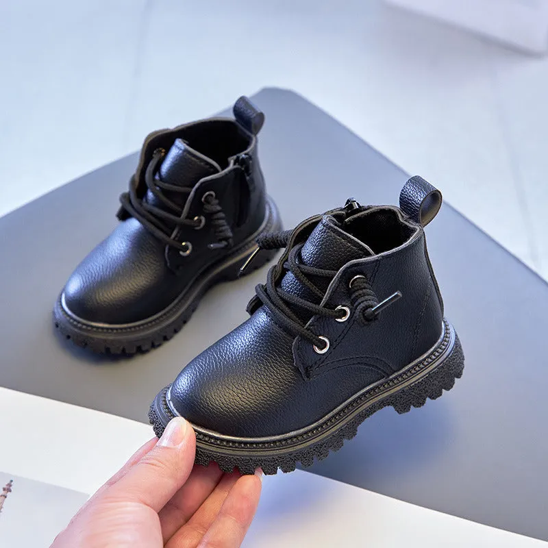 Baby Kids Short Boots Boys Shoes Autumn Winter Leather Children Boots