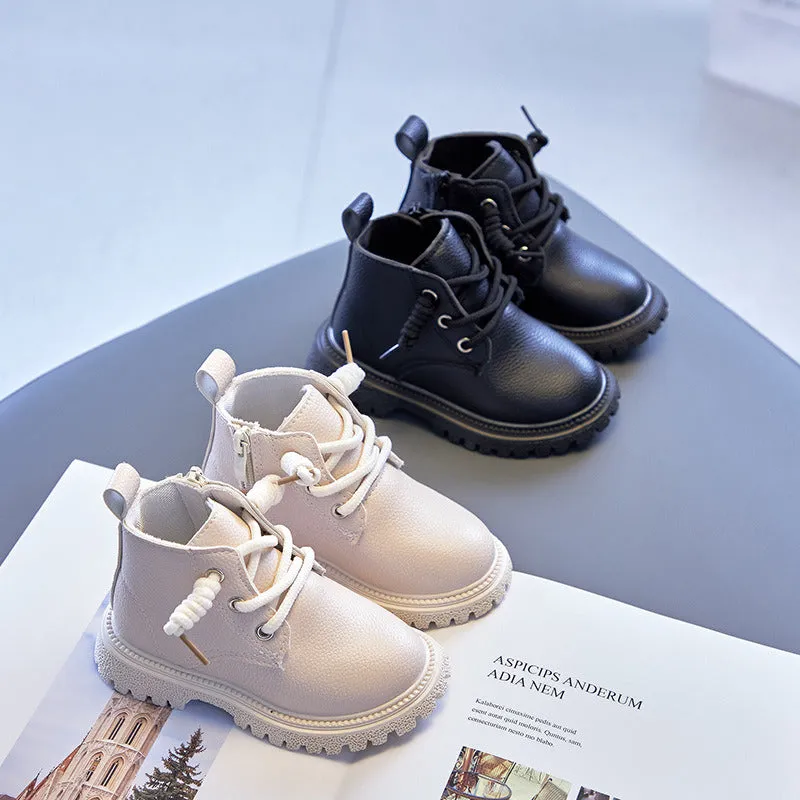 Baby Kids Short Boots Boys Shoes Autumn Winter Leather Children Boots