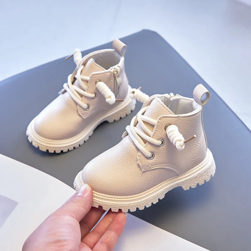 Baby Kids Short Boots Boys Shoes Autumn Winter Leather Children Boots