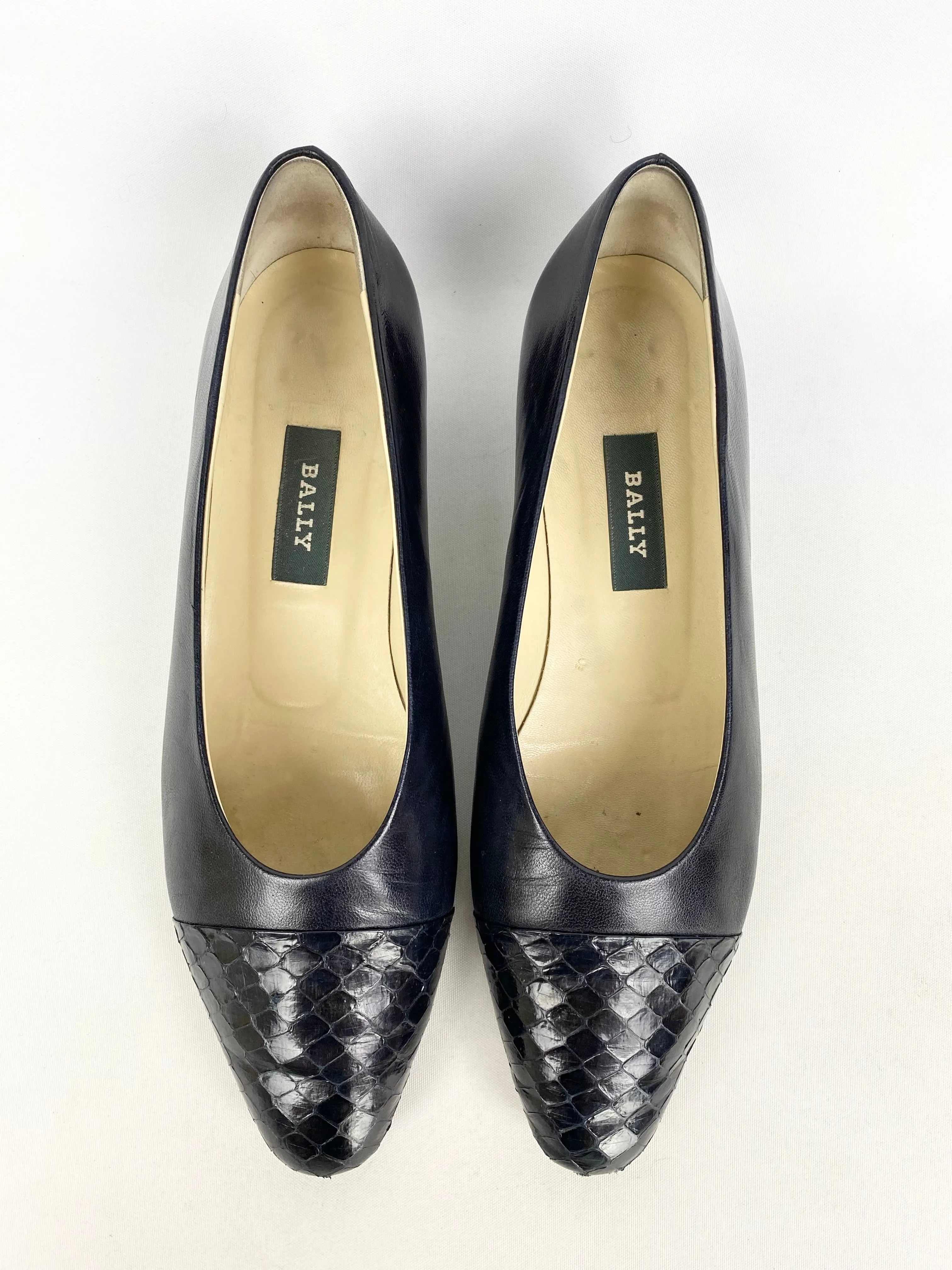 Bally Black Snake Skin Detail Shoes - EU 39.5