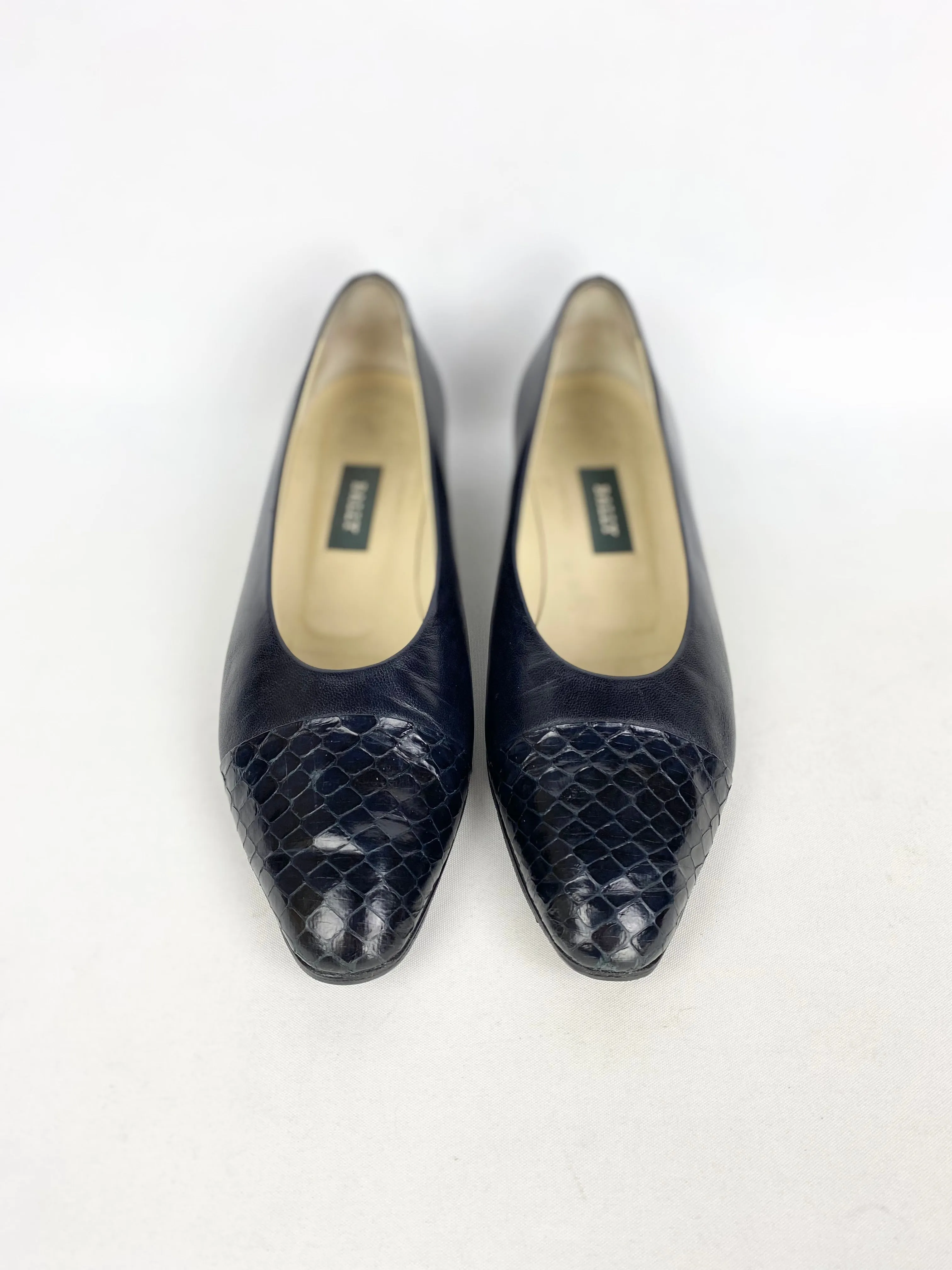 Bally Black Snake Skin Detail Shoes - EU 39.5