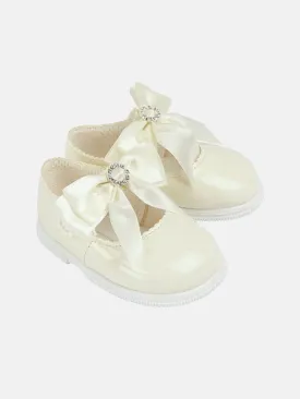 Baypods Girls Diamanté Hard Soled Shoe - Ivory