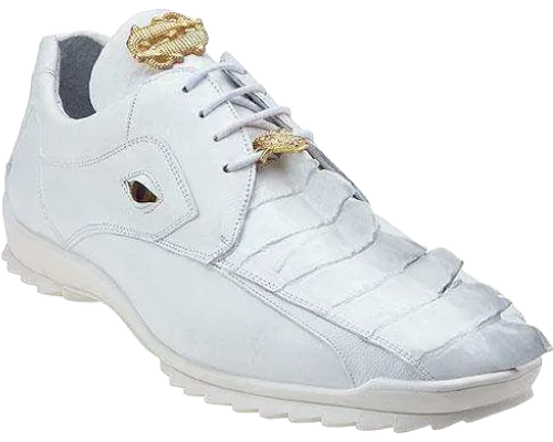 Belvedere white Vasco Men's Sneakers Hornback Crocodile & Calfskin Genuine Leather