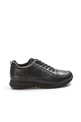 Black Leather Trail Sneakers-Wessi