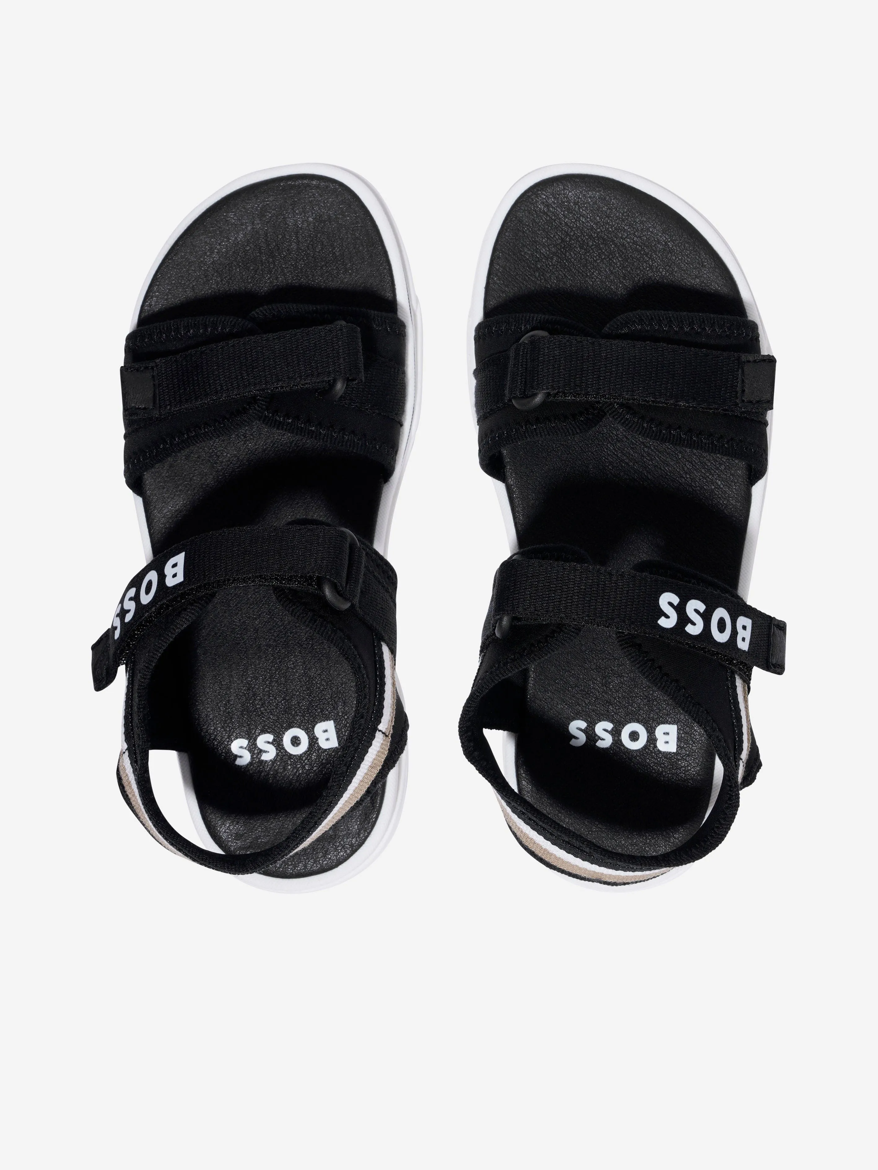 BOSS Boys Logo Strap Sandals In Black