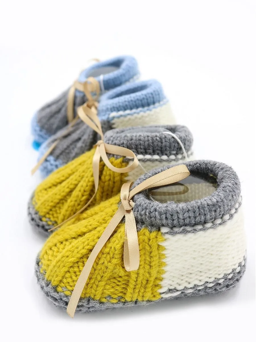 Bowknot Lacing Knitted Shoes Thermal Prewalker Baby Boat Socks