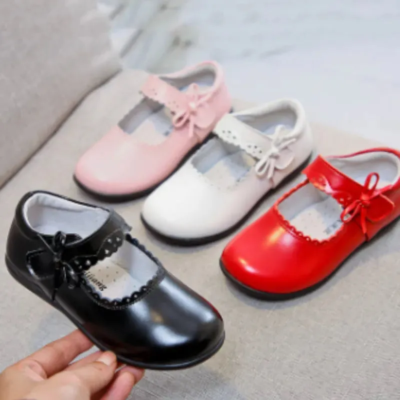 British Girls' Leather Shoes Soft Soled Single Shoes