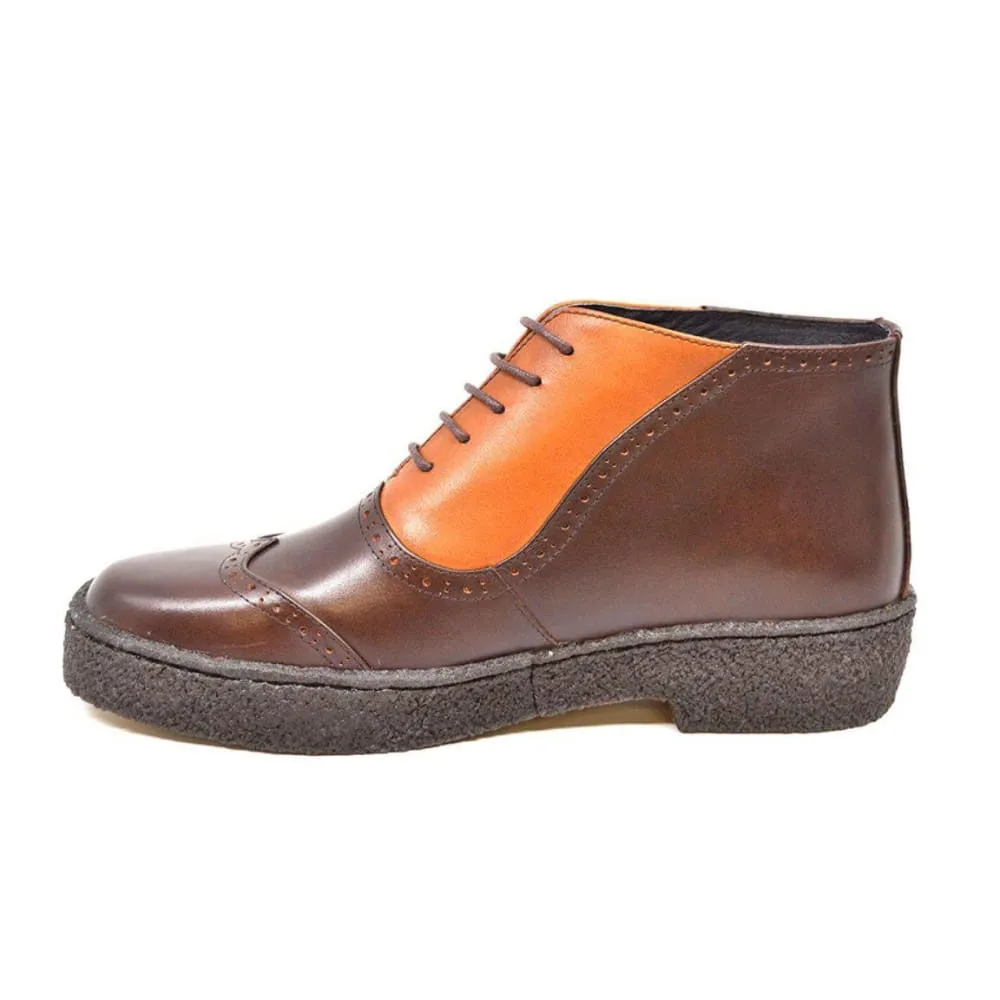 British Walkers Playboy Men's Tan and Brown Leather High Top Wingtips