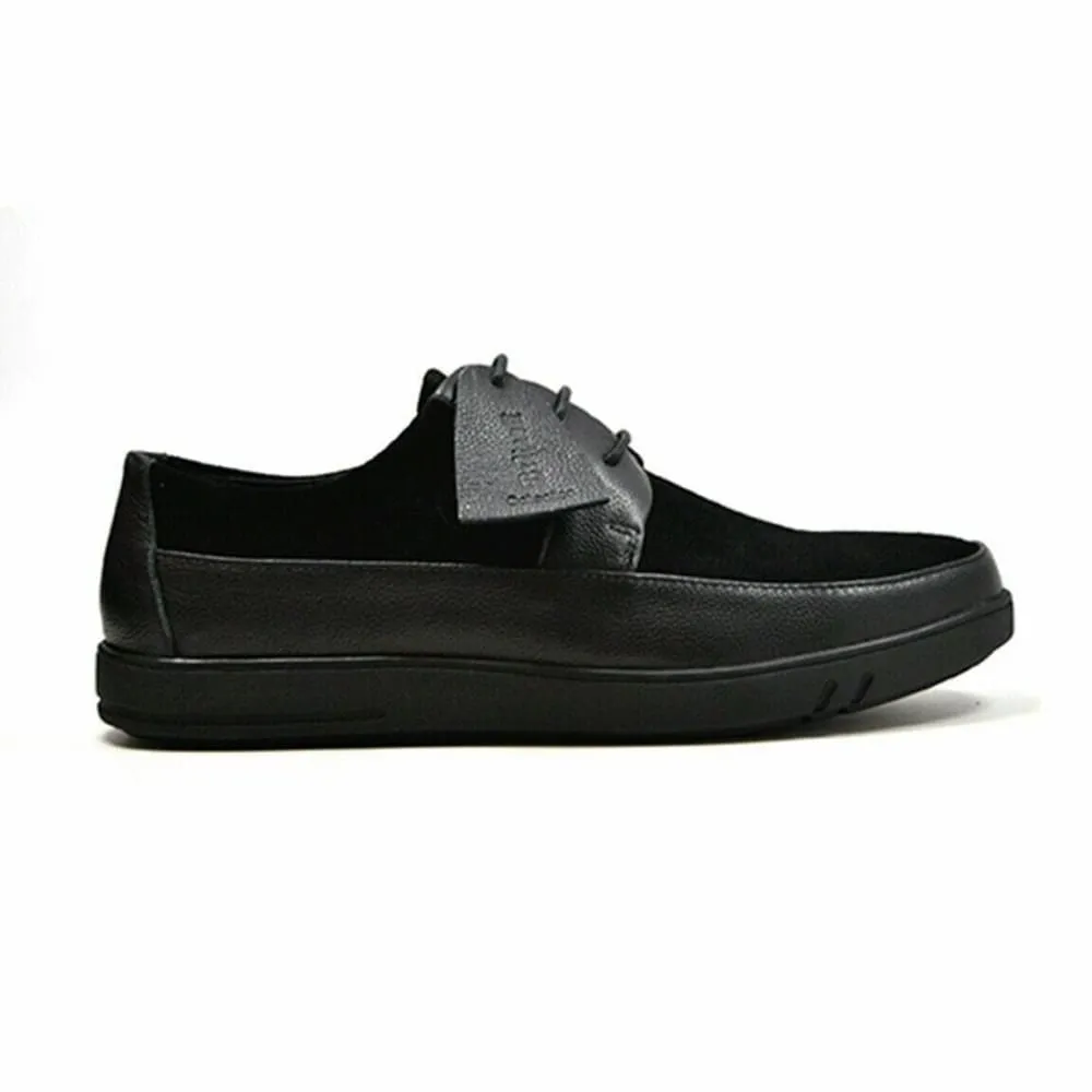 British Walkers Westminster Bally Style Men's Black Leather and Suede Low Top Sneakers