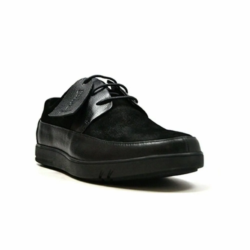 British Walkers Westminster Bally Style Men's Black Leather and Suede Low Top Sneakers