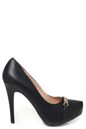 Chain Detail High Heel Shoes In Black