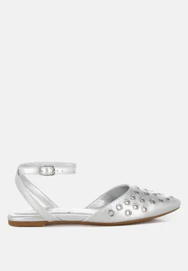 Chalcis Metallic Eyelet Detail Flat Sandals