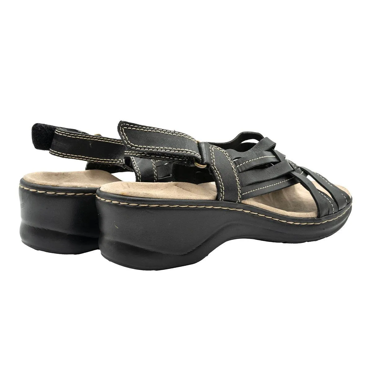 Clarks Lexi Carmen Strap Flat Sandals Leather Black Colour For Women