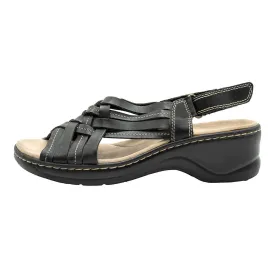 Clarks Lexi Carmen Strap Flat Sandals Leather Black Colour For Women