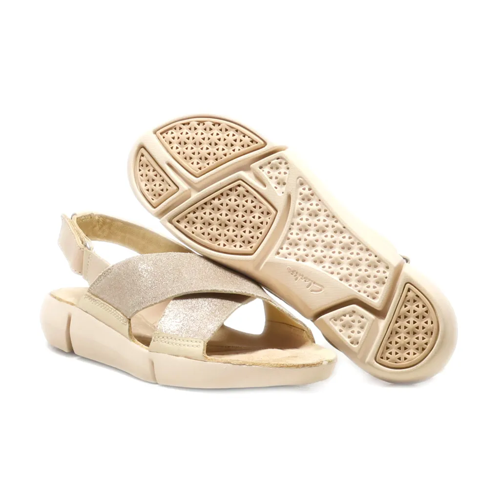 Clarks Platform Sandals Leather Beige Colour For Women