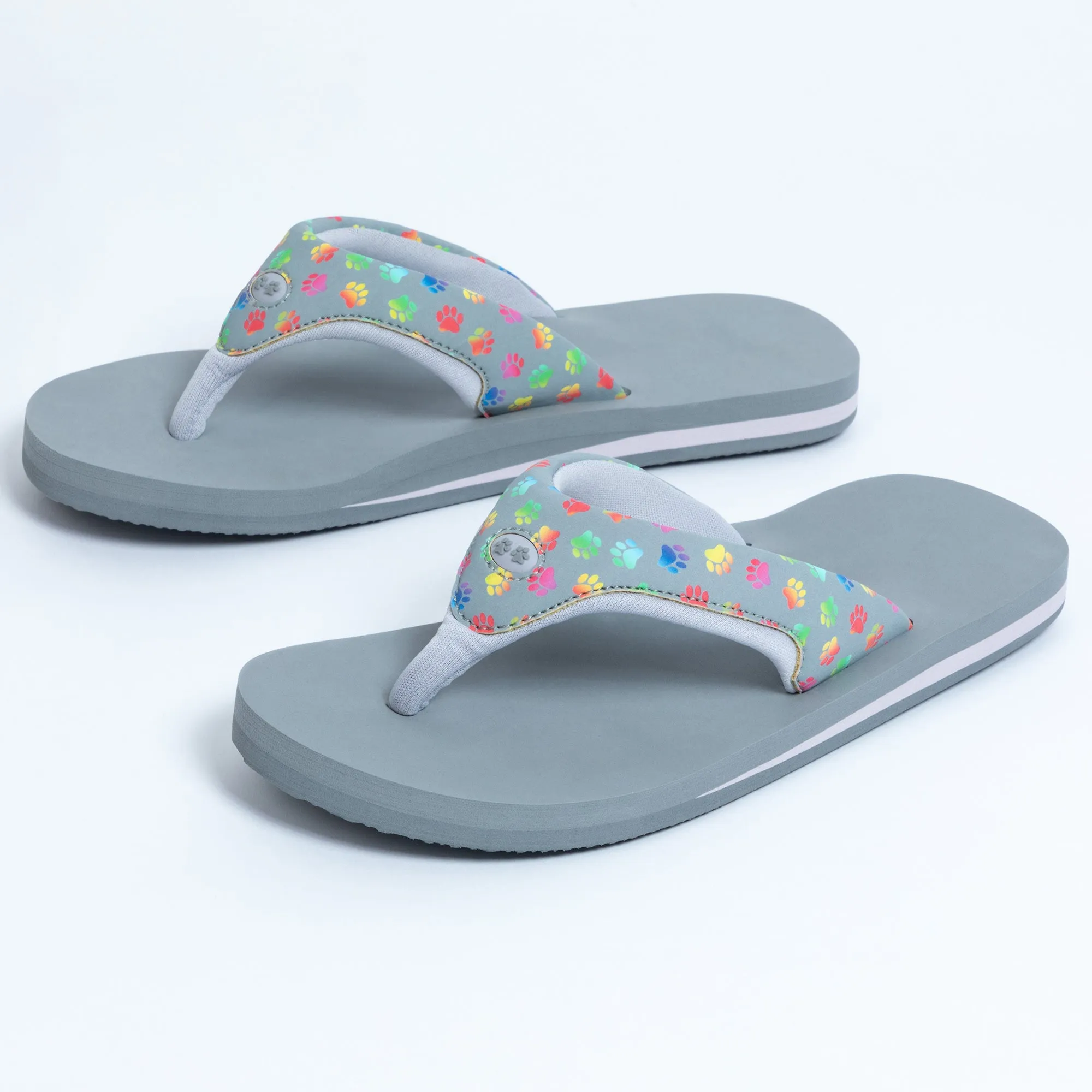 Cushy Comfort Paw Print Flip Flops