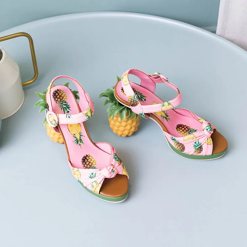 Cute Platform Peep Toe Pineapple High Heel Sandals