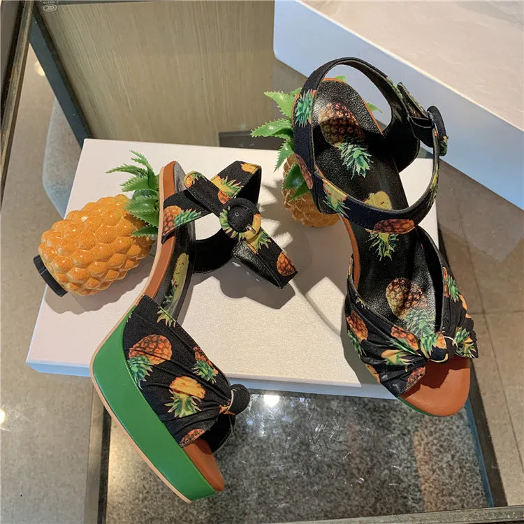 Cute Platform Peep Toe Pineapple High Heel Sandals