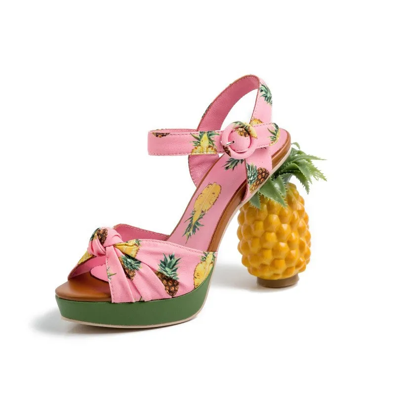 Cute Platform Peep Toe Pineapple High Heel Sandals