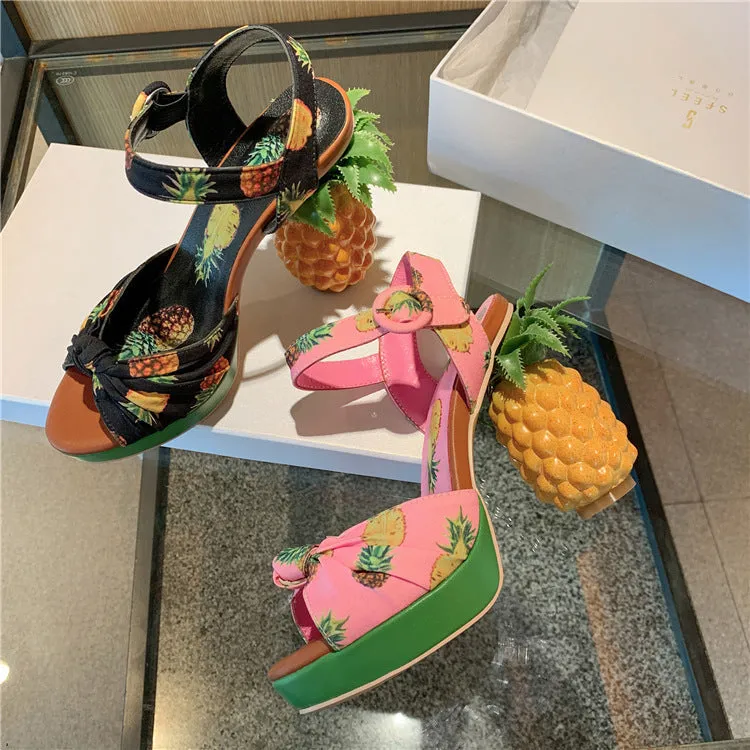 Cute Platform Peep Toe Pineapple High Heel Sandals