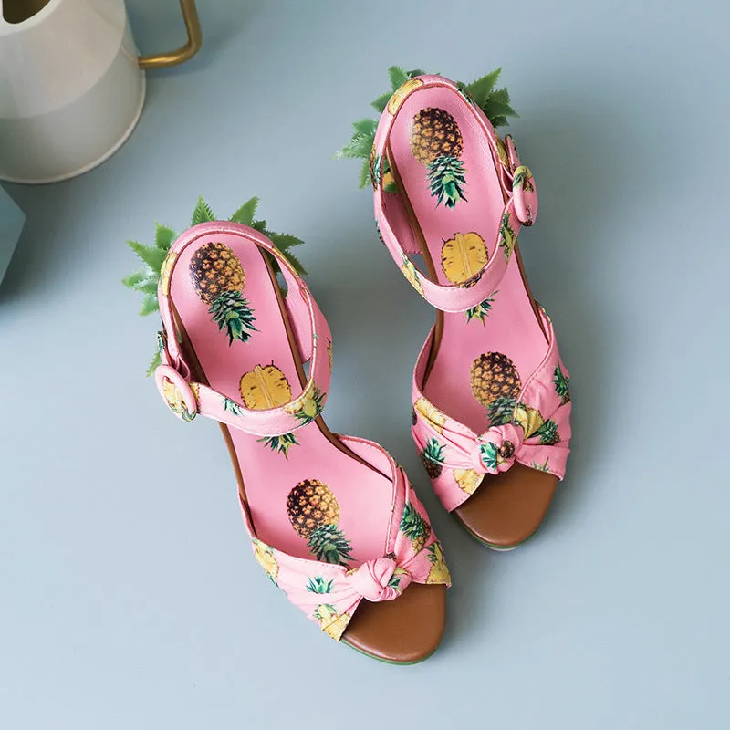 Cute Platform Peep Toe Pineapple High Heel Sandals