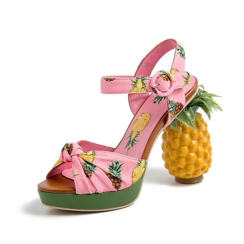 Cute Platform Peep Toe Pineapple High Heel Sandals