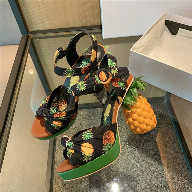 Cute Platform Peep Toe Pineapple High Heel Sandals