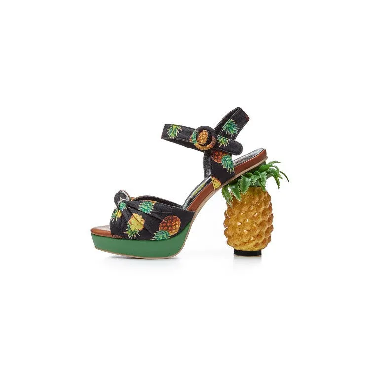 Cute Platform Peep Toe Pineapple High Heel Sandals