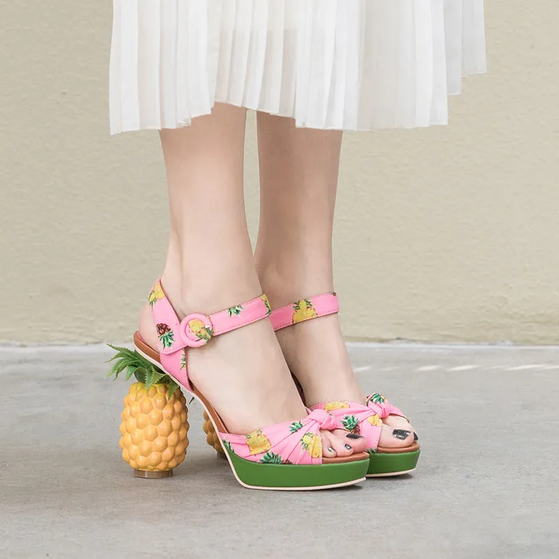 Cute Platform Peep Toe Pineapple High Heel Sandals