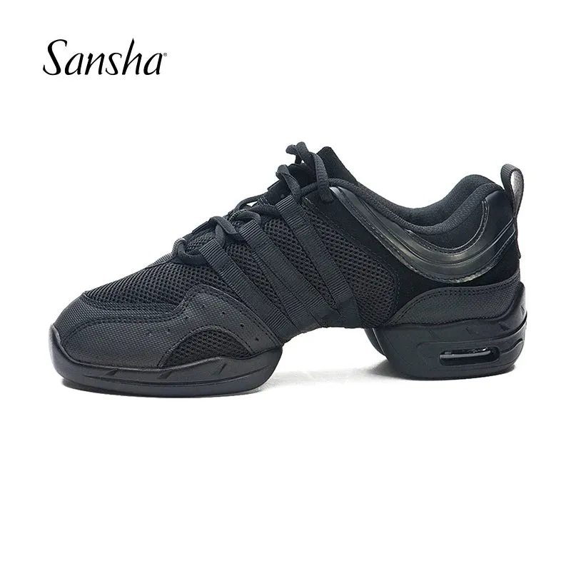 D223M Sansha Dance Sneakers UNISEX Black Air Mesh Split-sole Practice- Line Dance -Salsa Dancing Shoes