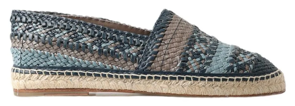 Dolce & Gabbana Blue Gray Leather Buffalo Espadrille  Shoes