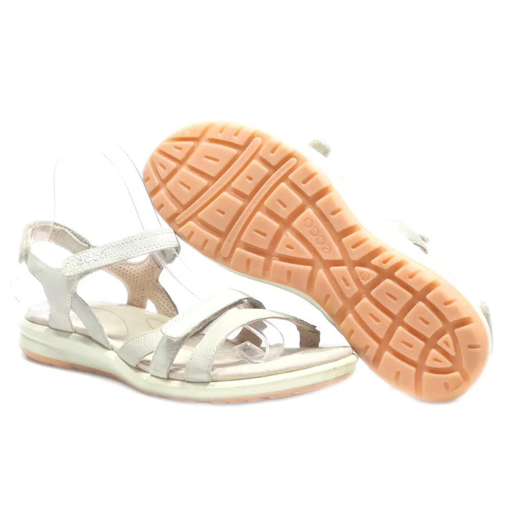 Ecco Flat Sandals Leather Beige Colour For Women