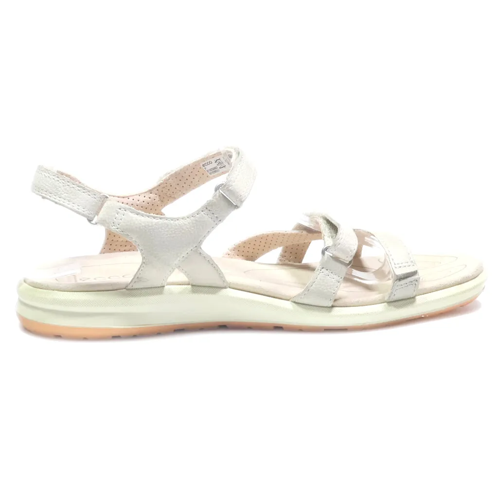 Ecco Flat Sandals Leather Beige Colour For Women