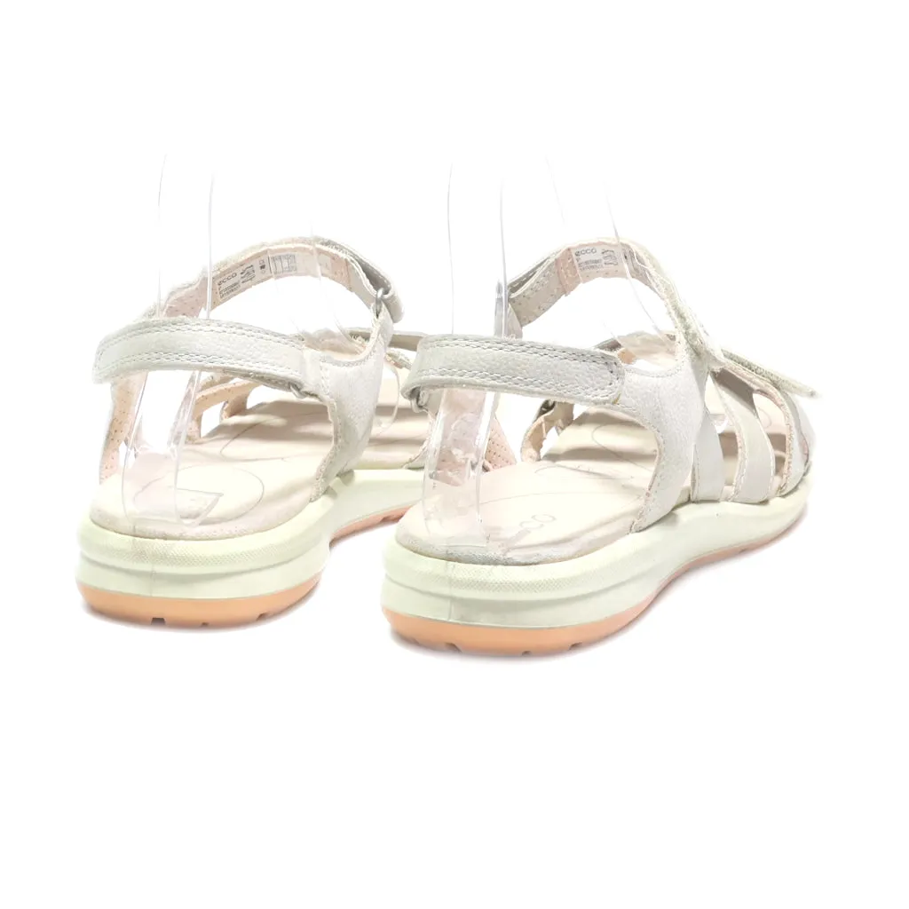 Ecco Flat Sandals Leather Beige Colour For Women