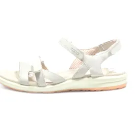 Ecco Flat Sandals Leather Beige Colour For Women