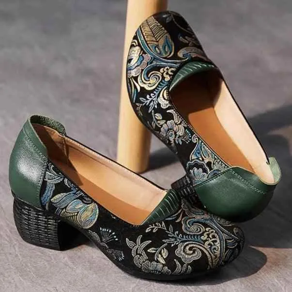 Ethnic Style High Heels Pumps: ICS5777 Women's Casual Shoes