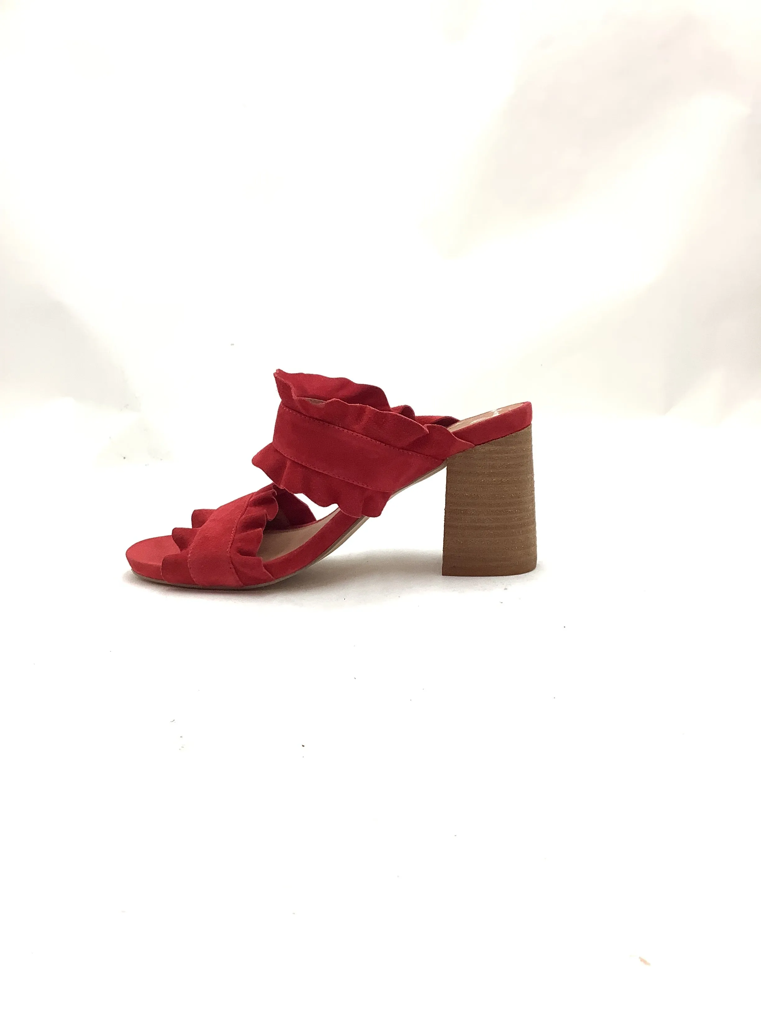 Free People Women's Sandals Red Suede Block Heel Size: 8/38