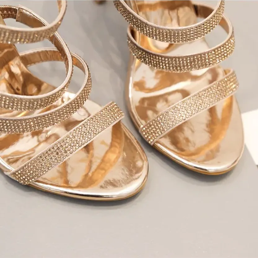 Funki Buys | Shoes | Women's Mid-calf Bling Gladiator Sandals