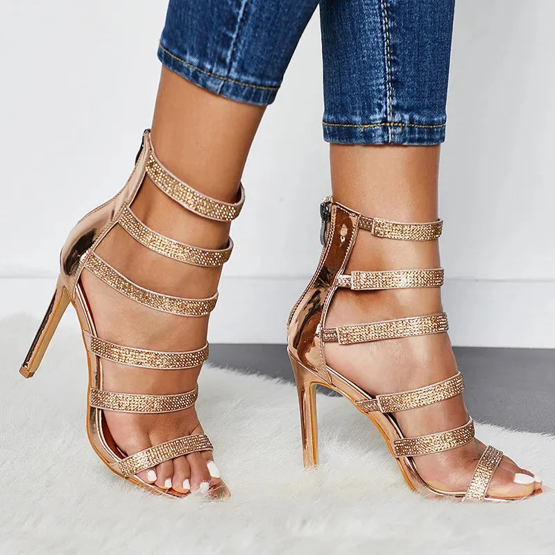 Funki Buys | Shoes | Women's Mid-calf Bling Gladiator Sandals