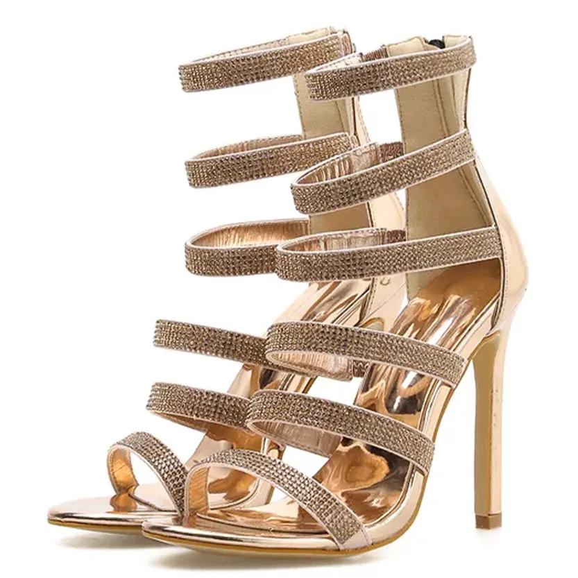 Funki Buys | Shoes | Women's Mid-calf Bling Gladiator Sandals