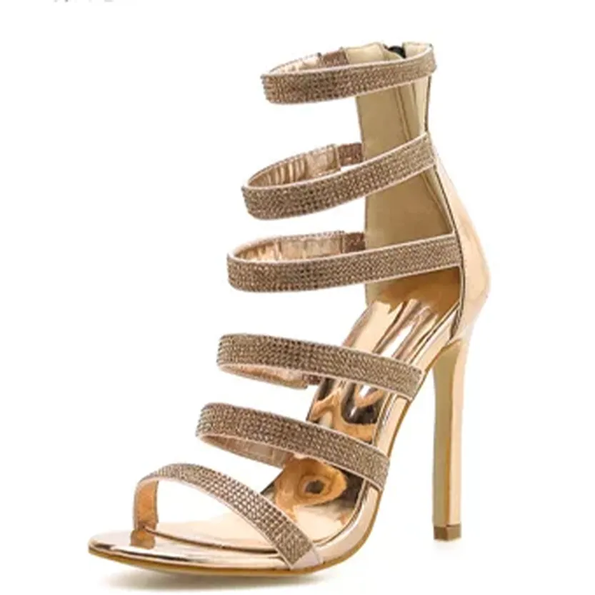 Funki Buys | Shoes | Women's Mid-calf Bling Gladiator Sandals