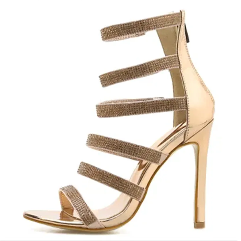 Funki Buys | Shoes | Women's Mid-calf Bling Gladiator Sandals