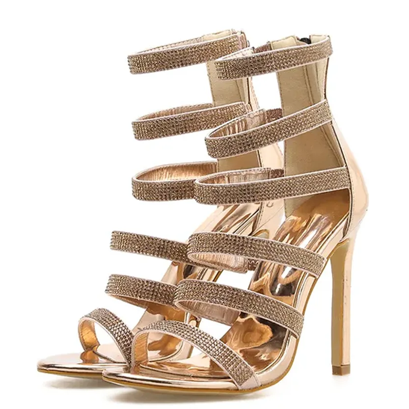 Funki Buys | Shoes | Women's Mid-calf Bling Gladiator Sandals