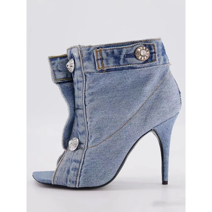 Funki Buys | Shoes | Women's Quirky Denim High Heel Shoes